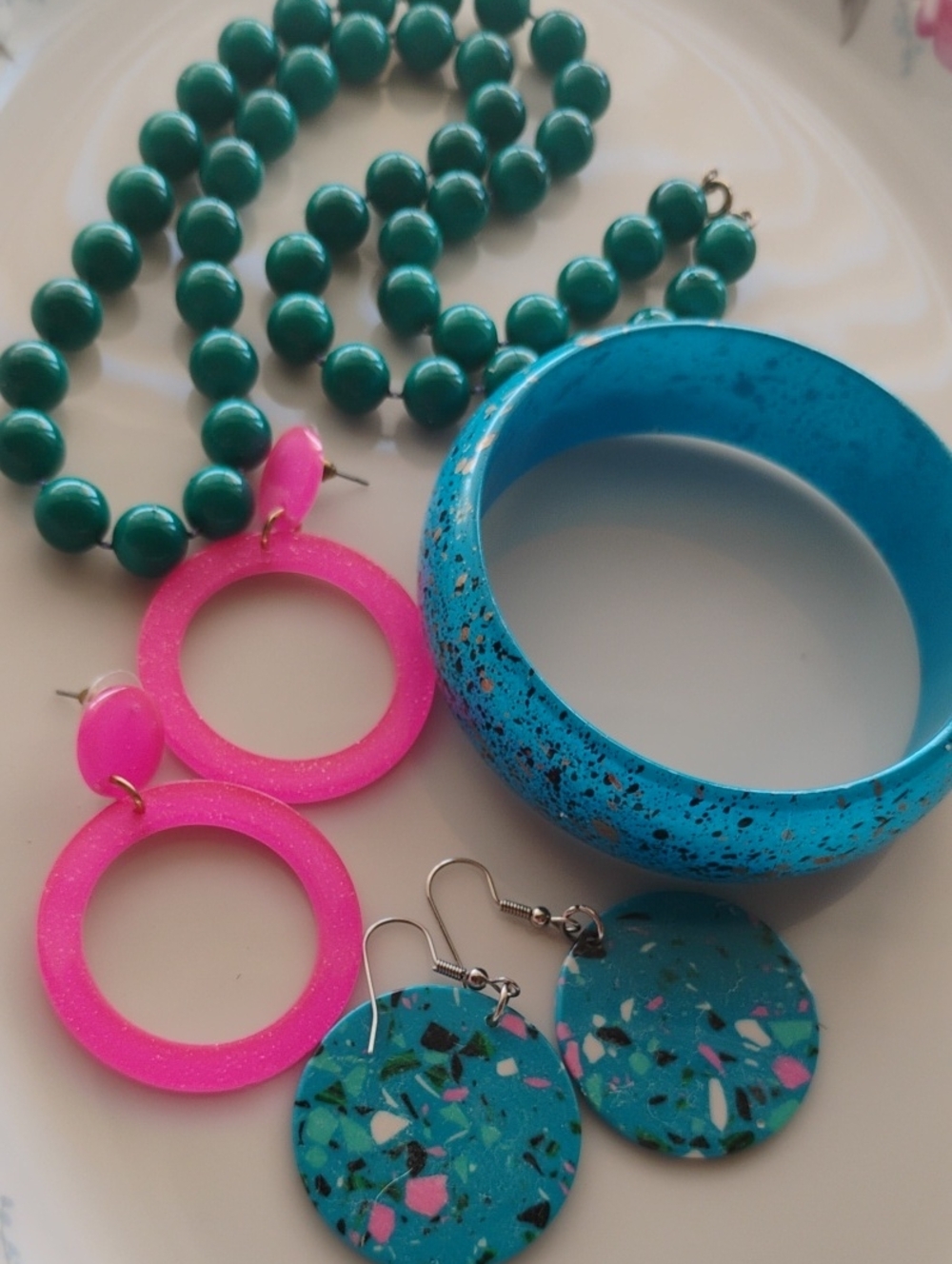 80's Style Jewelry Lot Lucite and Ceramic